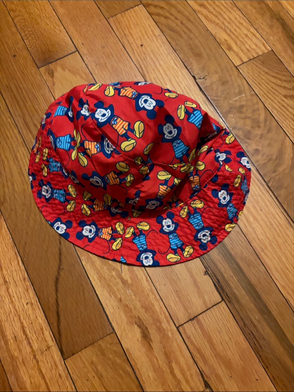 Red Kids' Bucket Hat with Cartoon Character Pattern